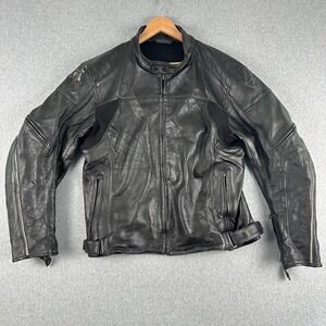 Dainese‎ Motorcycle Leather Jacket Men's Size 56 Black CE EN 16211 Type A